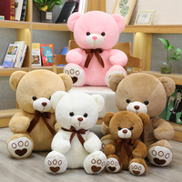 Ensemble de peluches ours en peluche mignonnes en forme de famille, animaux en peluche doux avec nœud papillon et patte brodée en forme de cœur
