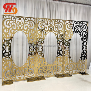 SMOOTH Factory Metal Background Pattern Panel Frame Arch Gold <b>Backdrop</b> for Wedding Decoration Party Scene - Product Image 2