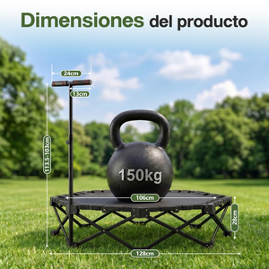 Trampoline octogonal noir en fer pliable, robuste, capacité 150 kg, équipement de fitness durable, en stock en Espagne - Product Image 5