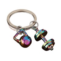 Porte-clés de sport et fitness en alliage de zinc, mini haltère et kettlebell, vente en gros d'usine, pour promotion de salle de sport, cadeau, ornement de sac