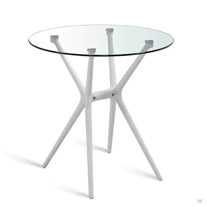 Hoge Kwaliteit Moderne Goedkope Kleurrijke Gehard Glas Top Plastic Benen Ronde Koffie Eettafel Voor Verkoop