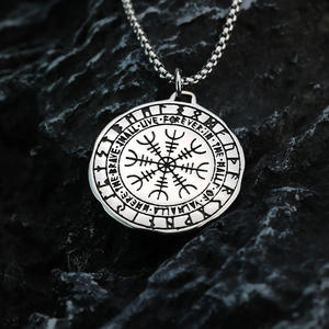 Nordic Vintage Men's Stainless Steel Compass Rune Pendant Necklace Gift For Clothing Matching - Product Image 3
