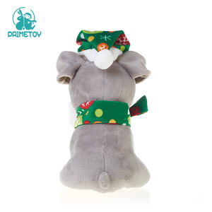 Al por mayor de encargo realista lindo <span class=keywords><strong>schnauzer</strong></span> perro de peluche de juguete de peluche con sombrero de Navidad - Product Image 6