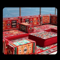 Canapé marocain en forme de U, assise au sol, fait main, avec ottoman, style traditionnel