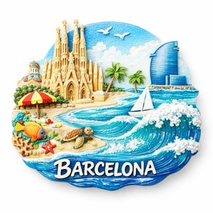 Imán de Resina para Refrigerador, Recuerdo Turístico Hecho a Mano en <span class=keywords><strong>Barcelona</strong></span>, Personalizado al por Mayor - Product Image 1