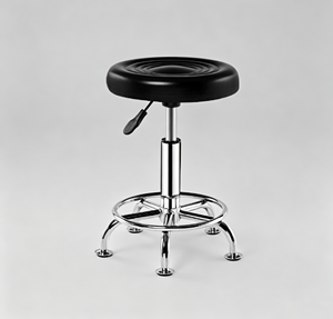 Sillón de Barbería con Asiento de Cuero Sintético, Base de Acero Inoxidable, Altura Ajustable con Bomba Hidráulica, Diseño Industrial, Muebles de Salón - Product Image 5
