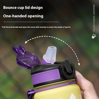 Vente en gros pour Amazon Couvercle de rebond à changement de couleur dégradé personnalisable Bouteille à boire motivante Aspiration Explosif en plastique