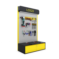 Panneau perforé en métal avec logo personnalisé, support de sol noir, marque d'outils, présentoir avec clé de verrouillage, vente directe