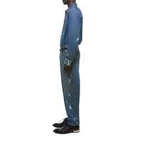 Jeans Homme à Jambes Larges Effet Peinture Éclaboussée, 100% Coton, Lavé, Personnalisable avec LOGO, Fabrication Artisanale