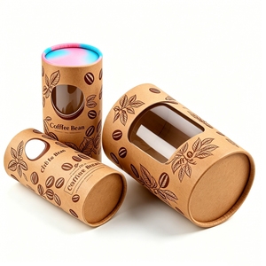 cycled Kraft Paper Tube with <b>Transparent</b> clear PVC Cylinder Aluminum Foil Gift Food Coffee Bean <b>Box</b> Packaging Cream Bottle - Product Image 6