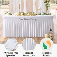 Housse de Table Moderne Blanche en Satin Élastique Extensible Jupe de Table Volantée en Spandex pour Mariage Extérieur Technique Non Tissée pour Usage Domestique et Fêtes