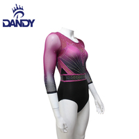 Justaucorps de danse et de gymnastique personnalisé pour femme, de qualité supérieure, confortable, à manches longues, avec strass AB