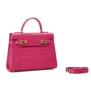 Borsa a Tracolla con Logo Personalizzato, MOQ 50 Pezzi, Elegante Borsa <span class=keywords><strong>Rosa</strong></span> con Stampa Coccodrillo, Lussuosa Borsetta con Manico Superiore per Marchi - Product Image 4