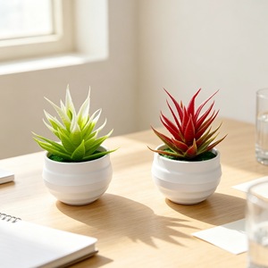 Plante d'aloe vera simulée en pot, plante succulente en plastique, bonsaï pour la décoration de bureau, rouge, vert, violet, blanc, 10 cm - Product Image 2