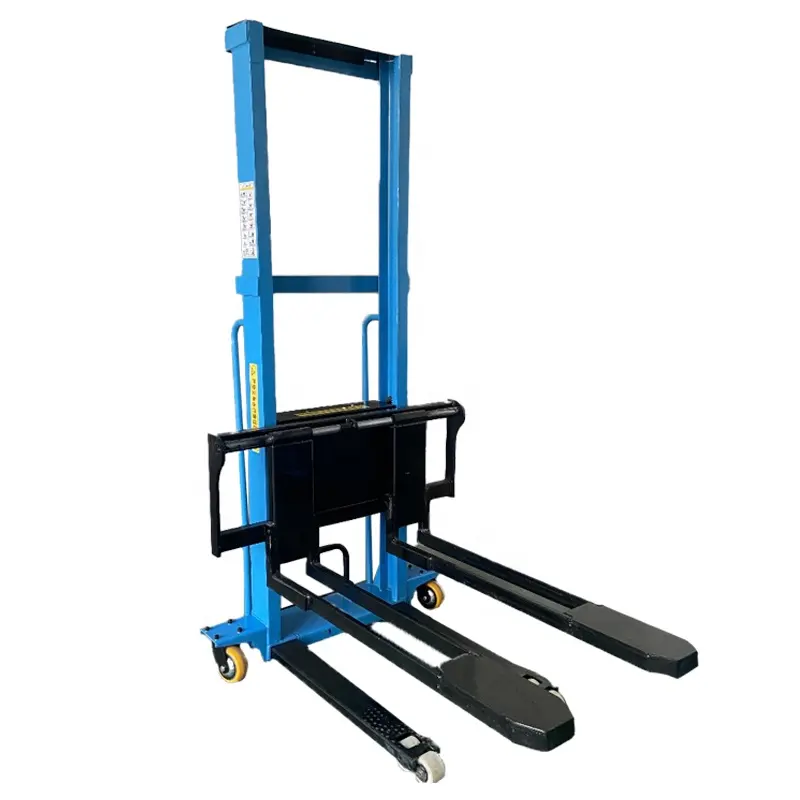 1ton 1.6m self loading stacker portable forklift Electric Pallet Stacker hydraulic Forklift 220v Battery fork truck