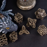Pour Udixi Logo personnalisé RPG donjons Dragons jeu de dés en métal creux conception de noeud celtique polyédrique avec boîte en métal de luxe