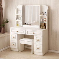Table de toilette moderne en bois massif de chêne, personnalisable, avec tiroirs éclairés, réglable et modulaire, en matériaux écologiques