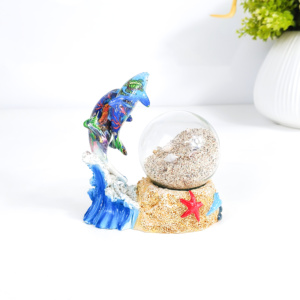 Ornements artisanaux en résine, globe à neige avec animaux marins, bouteille de sable, motifs dauphin, <span class=keywords><strong>requin</strong></span>, tortue, souvenirs de plage personnalisés - Product Image 2