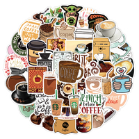 Pegatinas de café con dibujos de grafiti para portátil, decoración del hogar, pegatina personalizada de PVC, taza de agua, 50 Uds.