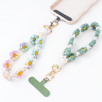 Chaîne de téléphone portable et porte-clés tressé à la main motif fleur champêtre, couleur personnalisable, design tendance, pour iPhone 17