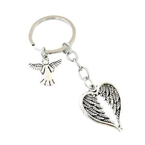 Vintage Guardião Anjo Pingente Chaveiro Asas Em Forma De Coração Chaveiro Anéis para Mulheres Homens Bolsa Charm Acessórios Chaveiro - Product Image 5