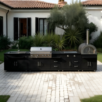 JINGSHUN Armoires de cuisine extérieures modernes modulaires en acier inoxydable 304, écologiques, avec plaque de cuisson, anti-corrosion, pour patio et jardin