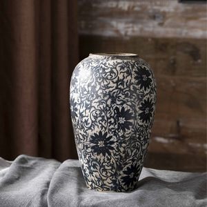 Jingdezhen Rétro Rustique Vase En Céramique Style Moderne Nouveau Pot De Poterie Chinoise pour Salon Arrangement De Fleurs Entrée Porcelaine - Product Image 4