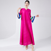 Vestidos Casuales Vintage de Talla Grande para Mujer, Diseño Miyake, Verano 2025, Moda Holgada Midi Plisada, Ecológica, ODM Natural