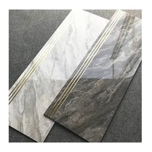 Azulejos de Porcelana de Lujo para <span class=keywords><strong>Escaleras</strong></span>, Línea Dorada y Arena Dorada, 12 mm de Grosor, 600x1200 mm, <span class=keywords><strong>con</strong></span> Garantía de Más de 5 Años, Antideslizantes, para <span class=keywords><strong>Escaleras</strong></span> de Villas - Product Image 1