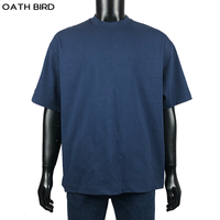 T-shirt uni pour homme en coton 320 g/m², col épais, col montant, coupe ample, épaules tombantes, t-shirt surdimensionné lourd
