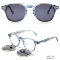 Bemoreoptics Nouvelle Collection – Lunettes de Soleil Polarisées à Clip Magnétique en Acétate et Métal, Style Rétro Classique, Verres TAC, Utilisation Extérieure, Unisexe