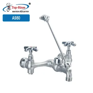 8 "Centro Ajustável Cross Handle Kitchen Tap Mop Sink Faucet Serviço Torneira Da Pia Com Disjuntor De Vácuo