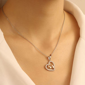 Hotsale Wholesale Interlocking Baby Feet 3A Zircon <b>Heart</b> Shape Brass <b>Charm</b> Pendant love Necklace for Daugher Mother Women Gift - Product Image 5