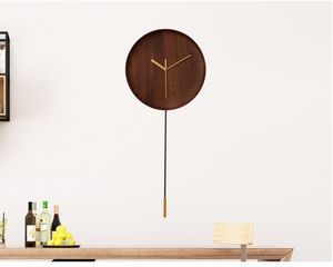 Reloj de Pared de Madera de Nogal Negro, Moderno, Creativo, Estilo Nórdico Español, Relojes de Pared con Péndulo, Silencioso, Decoración para Sala de Estar, Regalo para el Hogar - Product Image 3