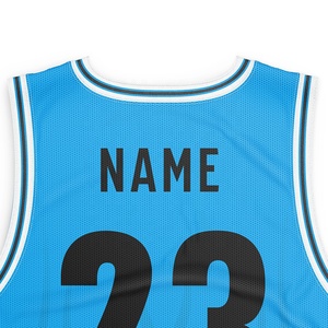 เสื้อบาสเก็ตบอลผู้ชายแบบสั่งพิมพ์ลายเอง คอวี สีน้ำเงิน ผ้าโพลีเอสเตอร์ 100% แห้งเร็ว ระบายอากาศได้ดี ไซส์พลัส เสื้อกีฬา - Product Image 4
