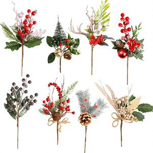 Adornos Navideños Modernos y Ecológicos de PVC, Juego de Decoración con Flores Artificiales, Reutilizables, Duraderas, en Varios Tamaños para el Hogar - Product Image 1