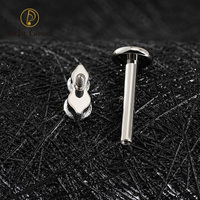 Amethyst CZ anting datar kembali Labret Stud Tragus Helix tindik Tragus bibir perhiasan ASTM F136 Titanium mode tindik tubuh