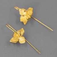 Modische Hängeohrringe 925 Sterling Silber Vergoldet Luxuriöses Trendiges Schmetterling-Orchideen-Blumen-Design für Hochzeiten Partys Geschenke