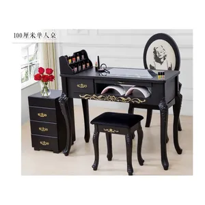 China supplier drawers in the middle Exquisite bronze handle european antique black nail table