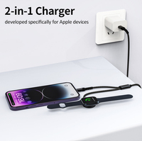 Câble de charge magnétique 2 en 1 USB C vers USB C et chargeur sans fil rapide pour iPhone iPad Apple Watch