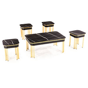 Bahar Coffee <b>Table</b> <b>Set</b> Faux Marble Top Metal Frame Modern Living Room Furniture Durable Design Turkey Origin - Product Image 6