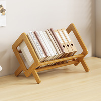 Organizador de Escritorio y Mesa Minimalista de Bambú Moderno y Pequeño, Estante de Almacenamiento para Libros y Papeles con Bandeja Personalizable
