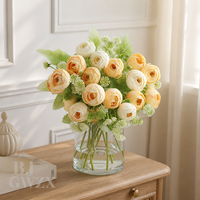 15 têtes de fleurs artificielles en soie, motif flocon de neige, bourgeons de thé et roses, pour décoration de salon, fêtes d'anniversaire, centres de table événementiels et Saint-Valentin