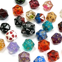 Dés polyédriques miniatures en résine D20 avec logo personnalisé, couleurs mélangées et feuille métallisée, écologiques et durables pour les jeux de table DND RPG