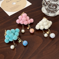 Mode filles nuage en forme d'étoile porte-clés chaîne sac accessoire belle bleu blanc en peluche nuage porte-clés pour Couple