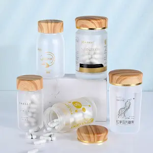 CUSTOM Plastic Pill Bottle Wooden Color Cap Unique Design Bottles for Pills Capsule Tablet Vitamin Supplement Nutrients Diet Pil