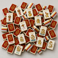 Jeu de Mahjong Américain OEM 160 Pièces en Acrylique Rouge et Or avec Motif Dragon Chinois, Tuiles Personnalisables, Cartes Joker, Fournitures de Jeu de Société