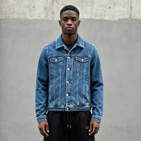 Qianlong OEM ODM Veste décontractée pour homme en denim tissé délavé léger, style vintage, coupe camionneur, en coton, coupe-vent et écologique