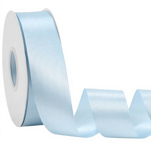 Custom Light Blue Polyester Satin Ribbon Spool 4cm Width Solid Color Woven 120cm Gift Decoration Ribbons for Crafting Packaging - Product Image 2