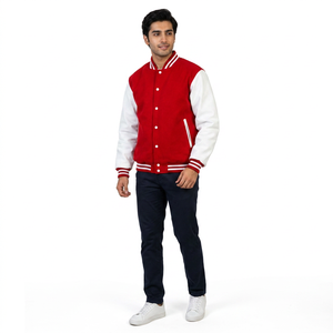 Wholesale Custom Logo College Varsity Jacket Embroidered Wool Body with <b>Leather</b> Sleeves Dyed CollegeBaseballjacket for men - Product Image 1
